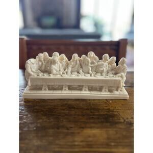 Vintage Italian Alabaster Last Supper Sculpture – Signed A. Giannetti